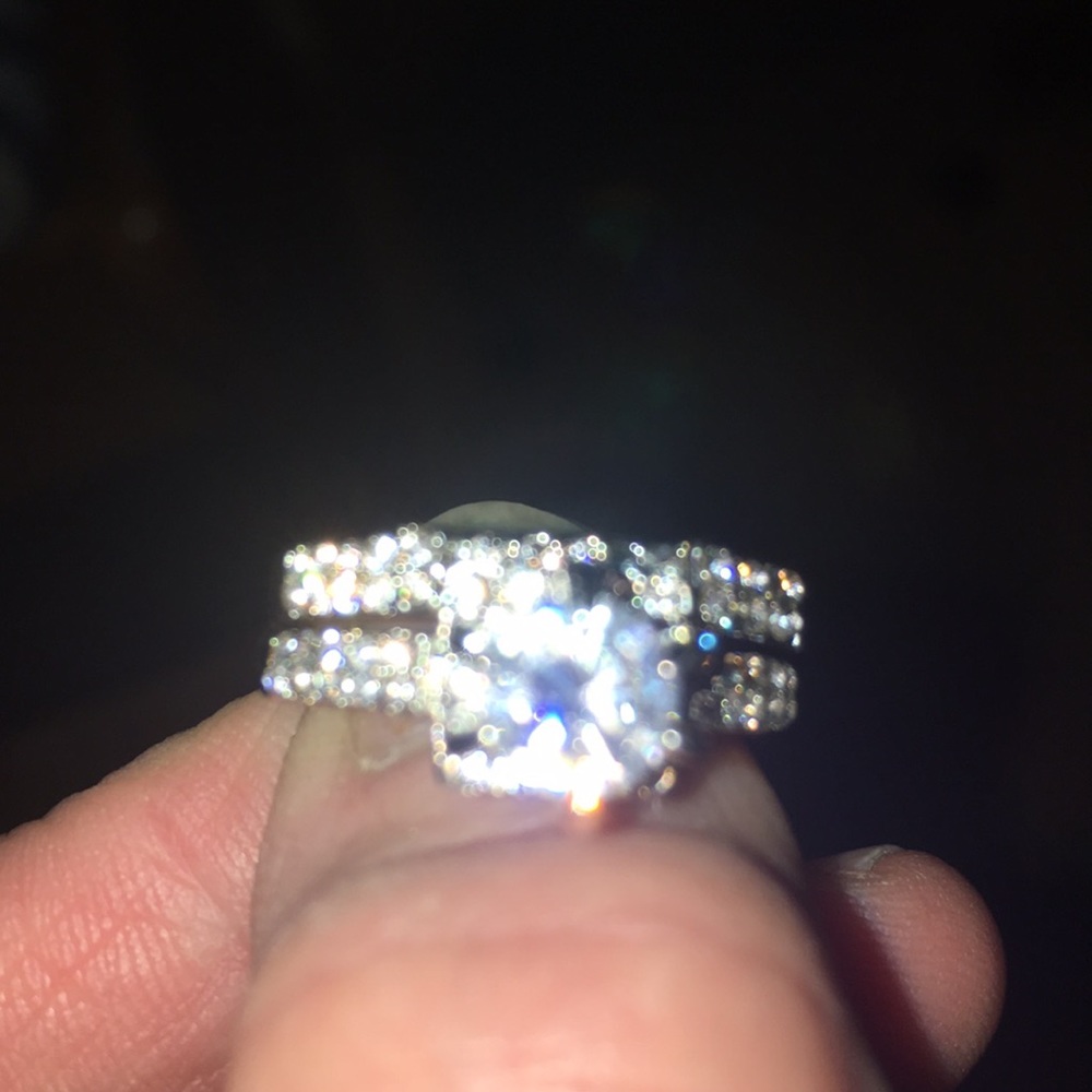 2 piece silver/cubic zirconia bridal set